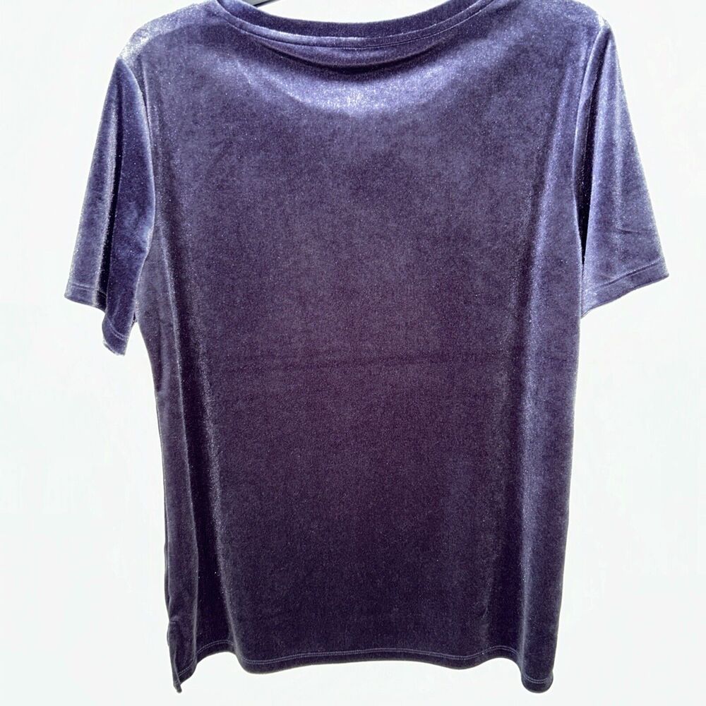 Old Navy Women’s Medium Dark Blue Velour Short Sleeve Top Shirt minimalist glam - Picture 8 of 14